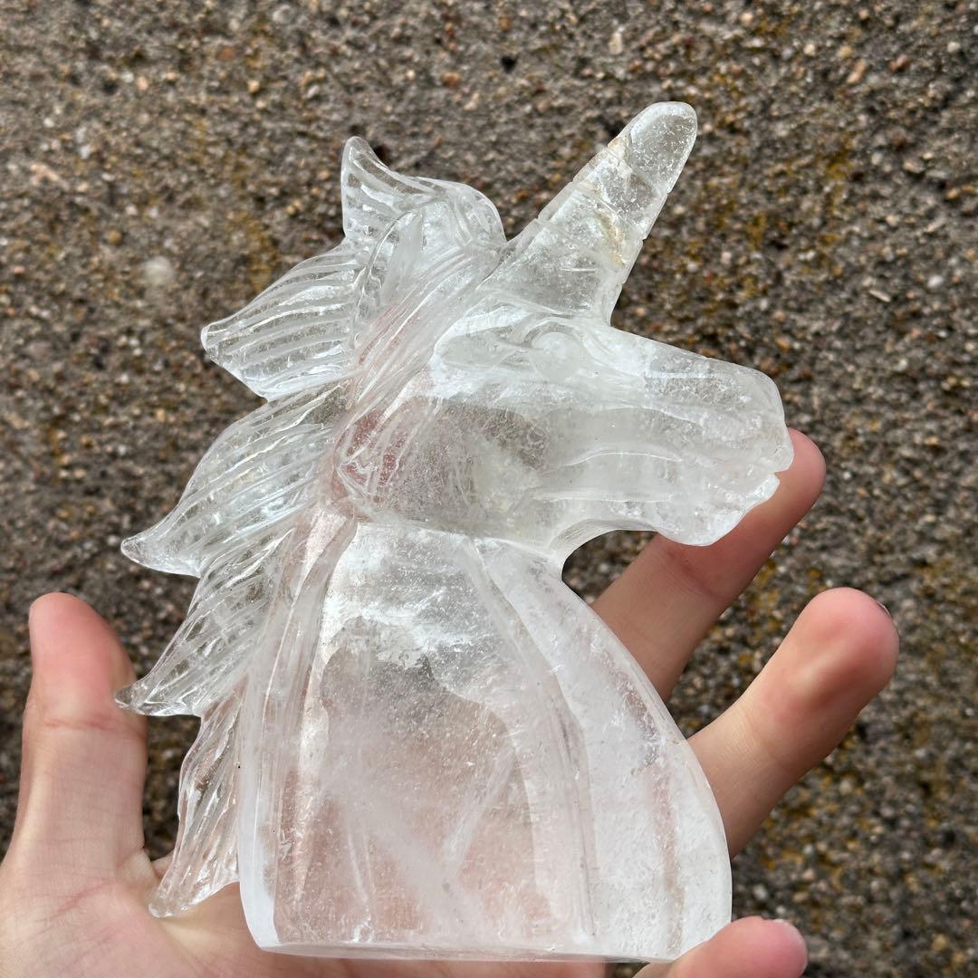 天然石水晶のユニコーン　置物　ご購入前に在庫確認必要G.179