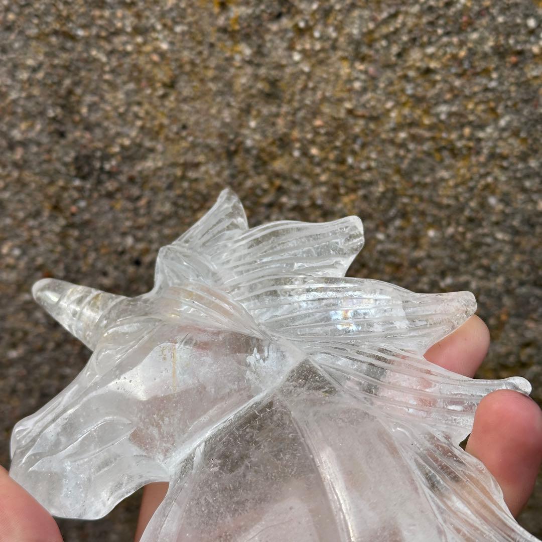 天然石水晶のユニコーン　置物　ご購入前に在庫確認必要G.179