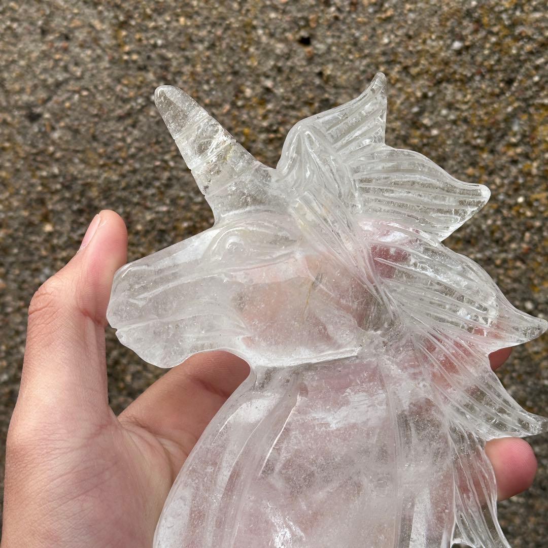天然石水晶のユニコーン　置物　ご購入前に在庫確認必要G.179
