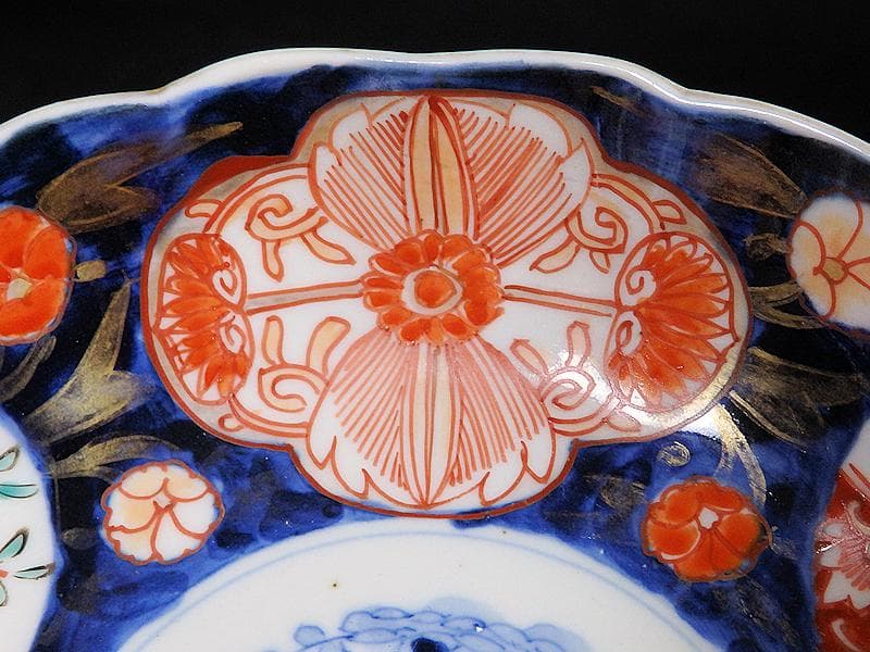 古伊万里　金襴手　枝垂れ桜に花の図　膾皿　5客　C738AS-fbef