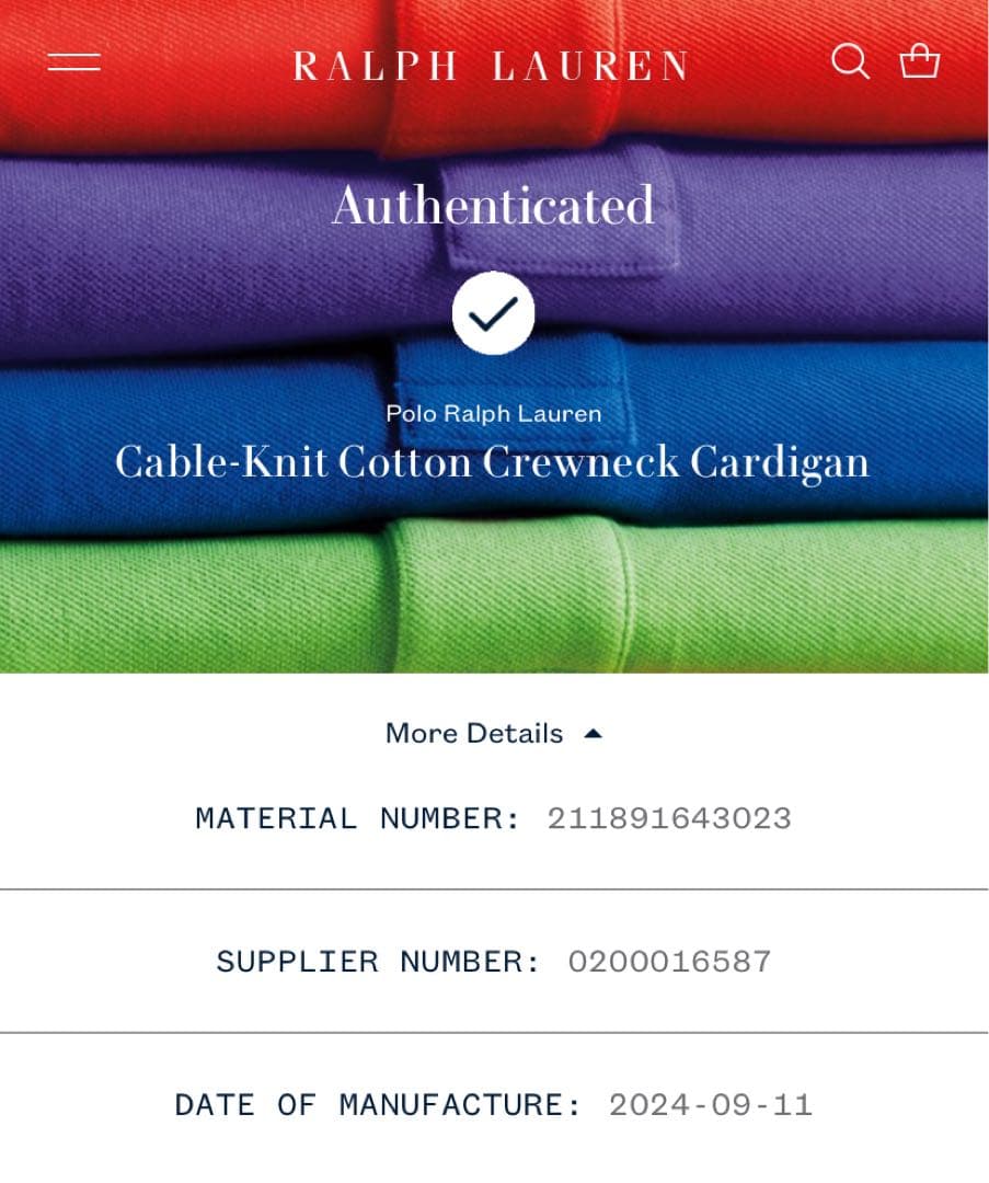 【正規品・未使用紙タグ付】ポロラルフローレン❤️ケーブルカーディガンカーキM