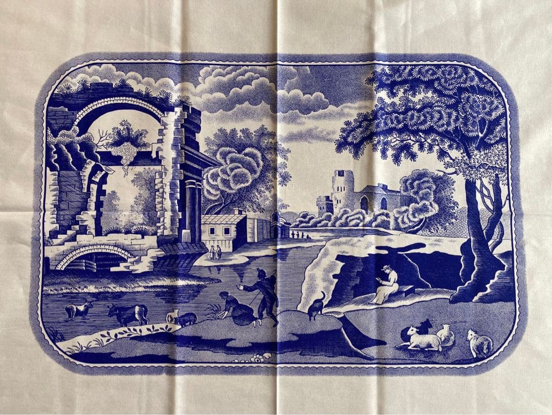 にな＊希少 新品 未使用 SPODEスポードブルーイタリア テーブルクロス