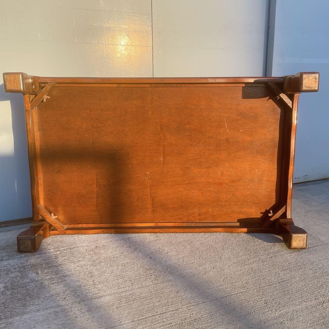 唐木家具 彫刻 花梨家具 木製座卓 ダークブラウン 和室 アンティーク①