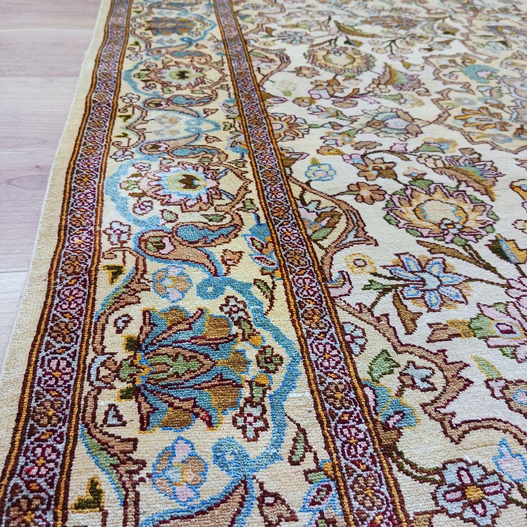 Y3183 高級ペルシャ絨毯 イラン シルク100% 手織り64万ノット