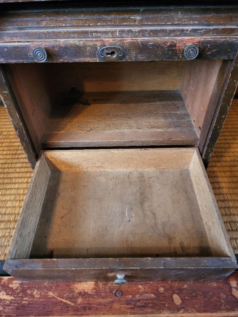蛇腹 木製 収納 ボックス　引き出し付き　ヴィンテージ　アンティーク
