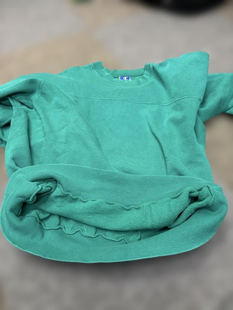 希少Champion グリーン フットボールヨーク スウェットシャツ 90s