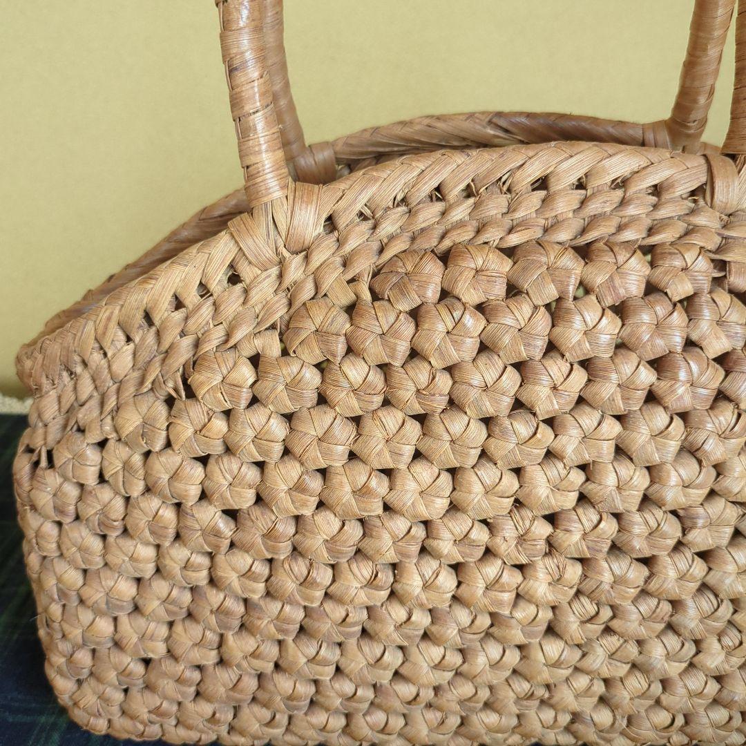 六角花結び編み山葡萄 籠かごバッグがま口ミナペルホネン