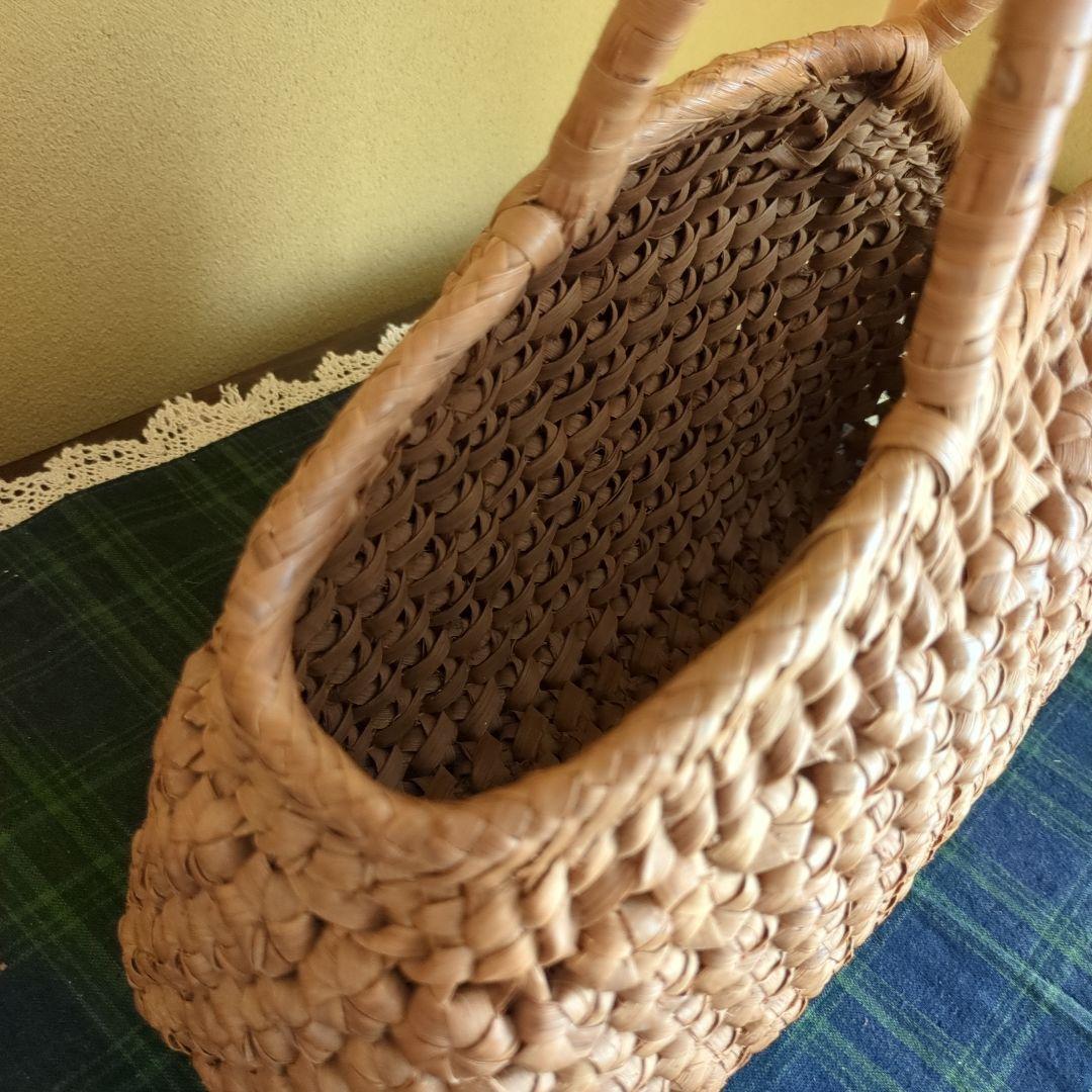 六角花結び編み山葡萄 籠かごバッグがま口ミナペルホネン