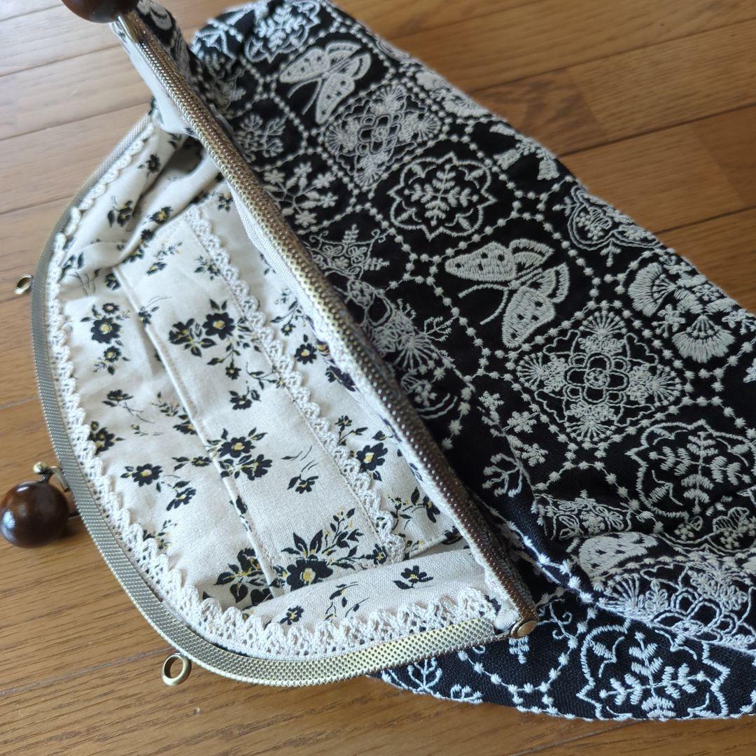 六角花結び編み山葡萄 籠かごバッグがま口ミナペルホネン