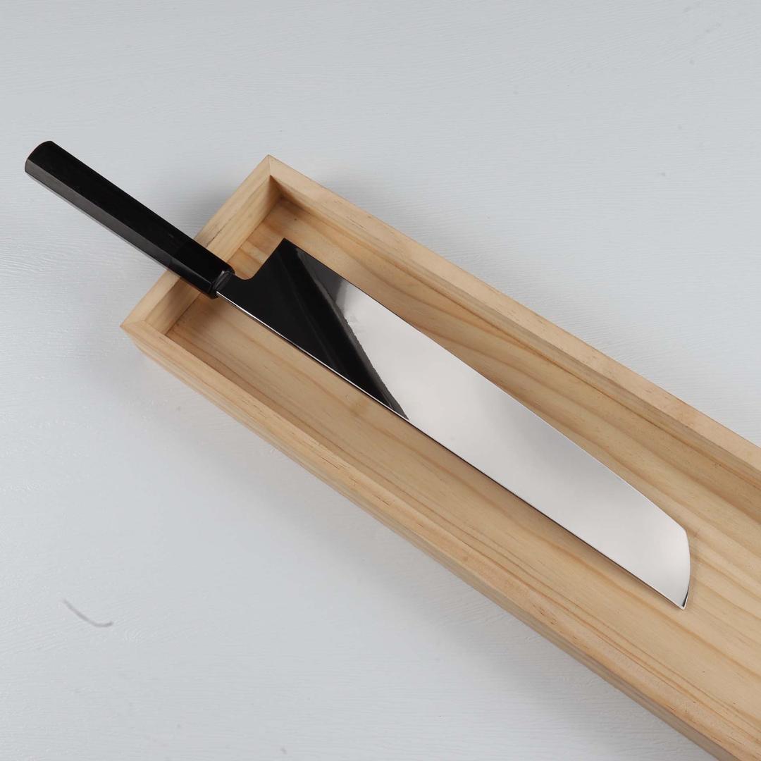 7794ウルトラ鏡面仕上げ 尺 鱧切り 骨切り 刺身包丁 黒檀黒水牛角八角柄