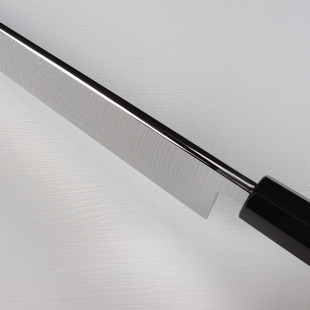 7794ウルトラ鏡面仕上げ 尺 鱧切り 骨切り 刺身包丁 黒檀黒水牛角八角柄