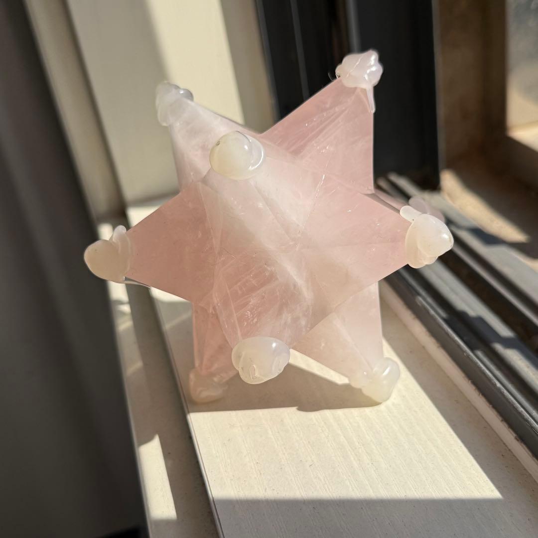 天然石ローズクォーツのアステロイド　マカバスター　置物NO.111814