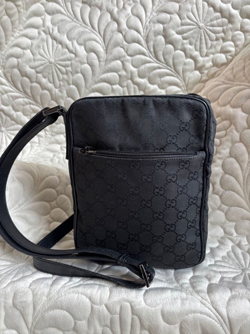 【訳あり】GUCCI GG柄 ブラック ナイロン ショルダーバッグ