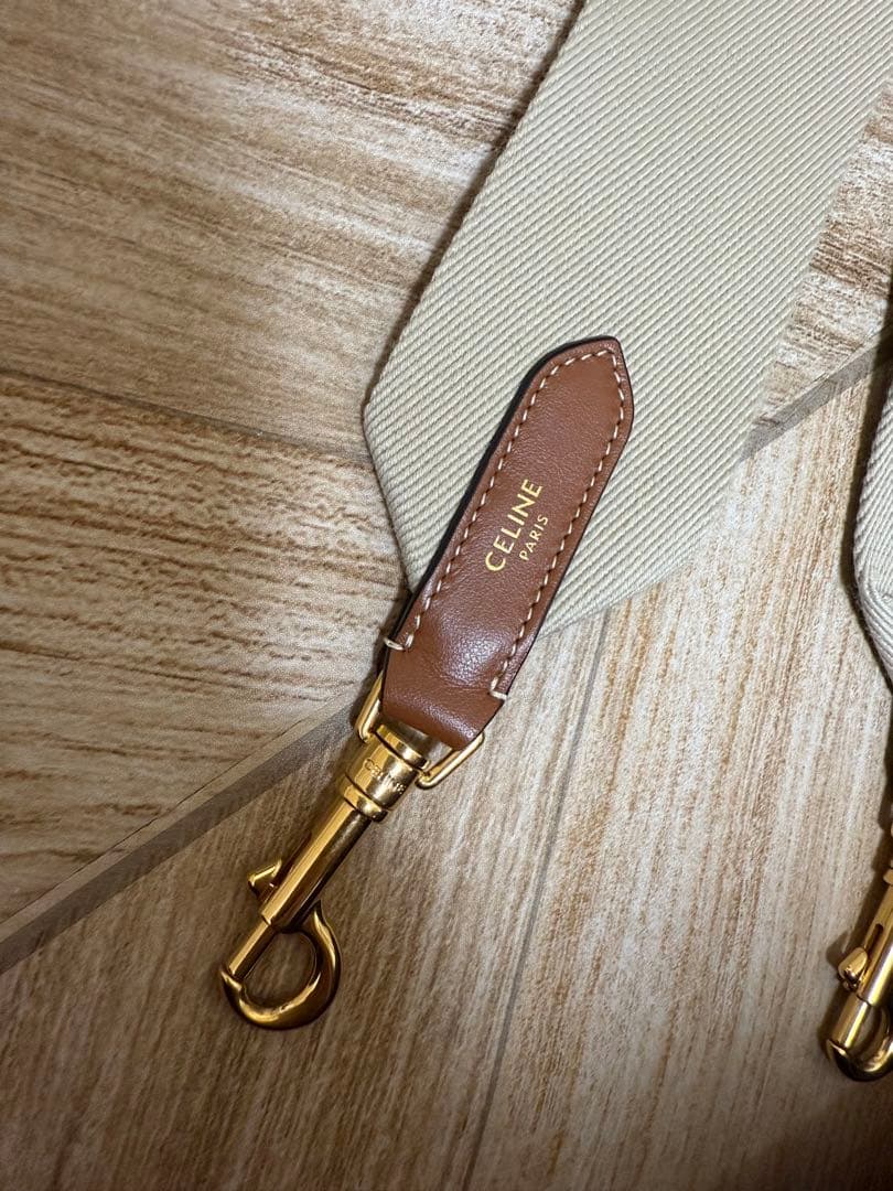 CELINE ジャカード ショートストラップ / ウール ベージュ/ホワイト