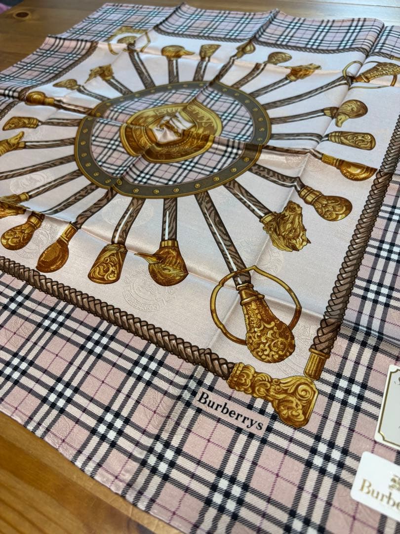 H*守様 シルク&コットンBurberry チェック柄ハンカチ 3点セット