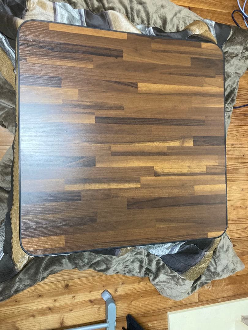 木目調 正方形こたつ 電気ヒーター付き約730角と掛け布団と敷マット