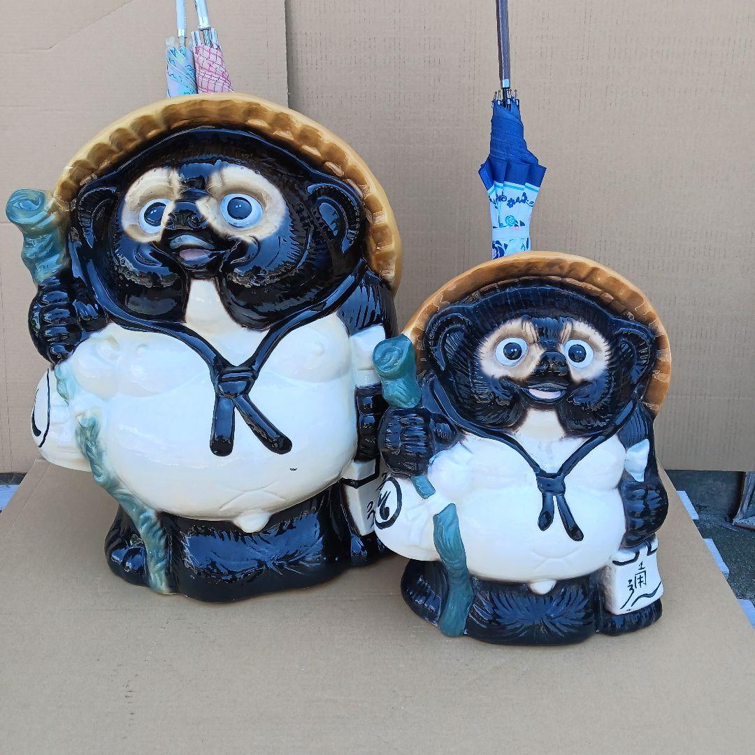 新品　陶器　傘立て　タヌキ　大型　難有　縁起物　オブジェ　置物　和風食堂　業務用