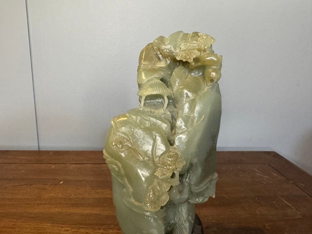 中国古董 骨董 和田玉 青玉 山石擺件 希少品 【仙境】 中国80年代