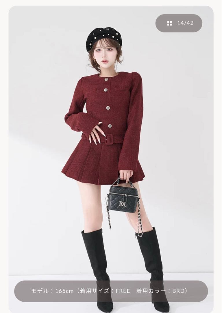 本日のみのお値下げ価格 darichボックスプリーツツイードミニワンピース