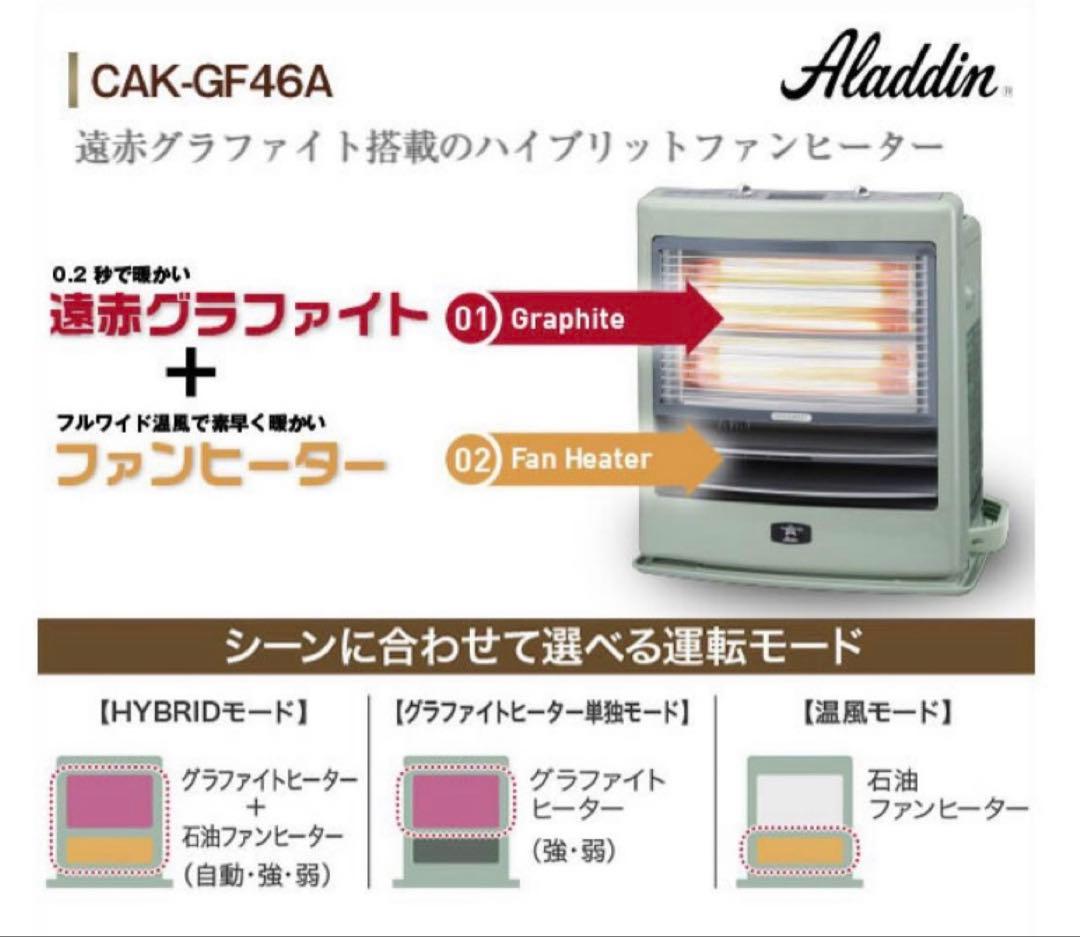 アラジン　ハイブリッド石油ファンヒーター　電気ストーブ　CAK-GF46A(G)