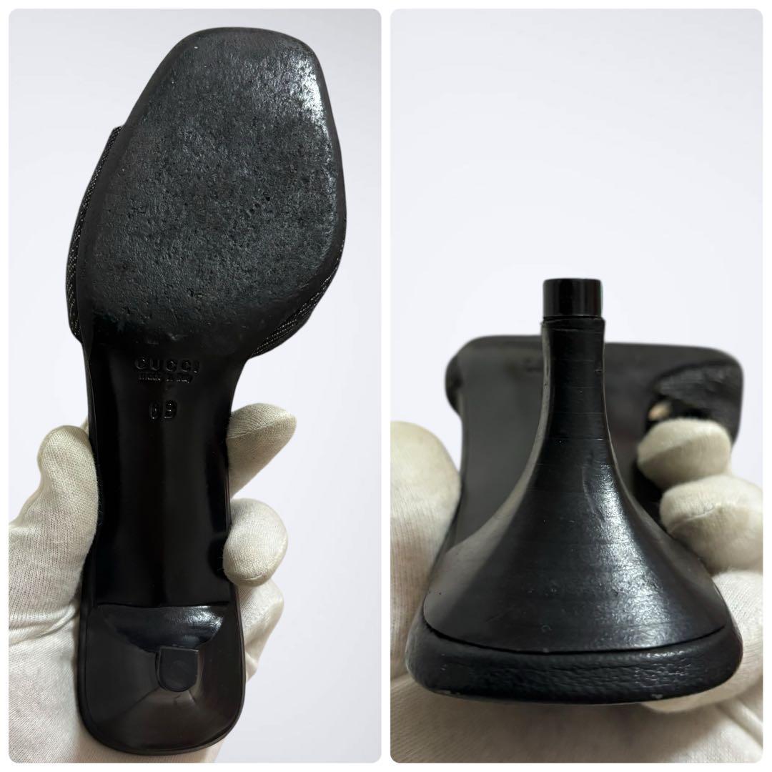 良品✨　GUCCI グッチ　GG サンダル　ミュール　ヒール　ブラック　23㎝