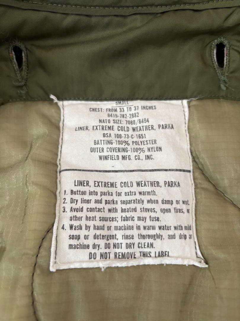M-65 【美品】 M-65 フィッシュテールパーカー 実物 Sサイズ　80s