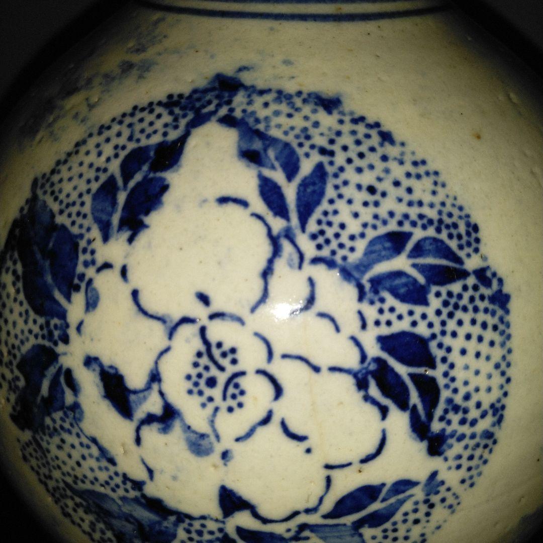 NO612 会津本郷焼　印版徳利　幕末～明治