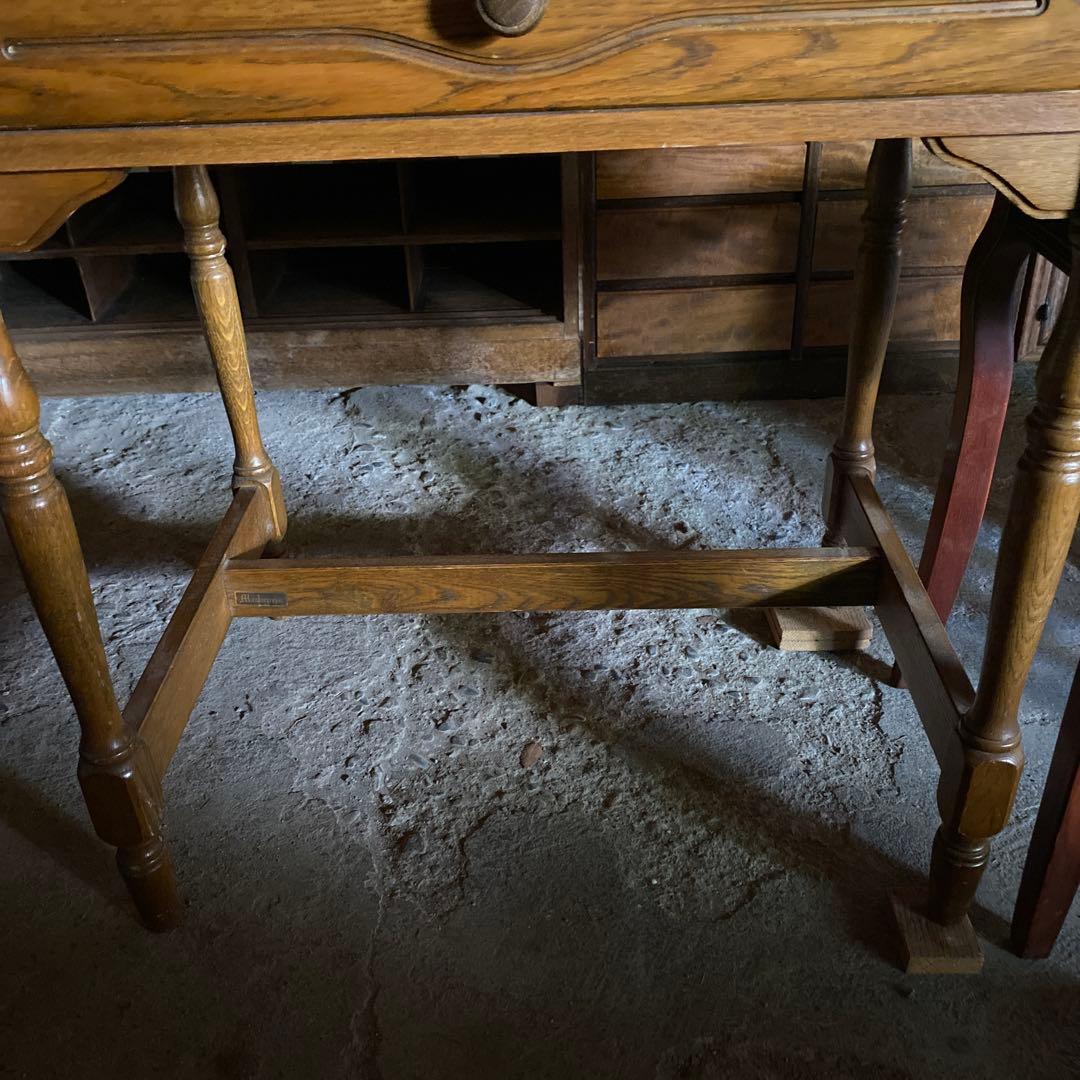 昭和レトロ　ビューロー　デスク　引き出し付　鉄道プレート　C571