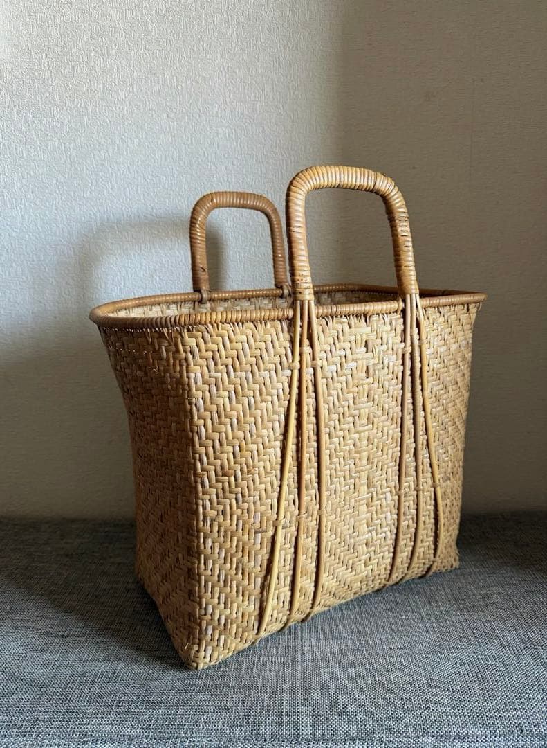 竹籠バッグ かごバック 竹籠 買い物かご マルシェ vintage