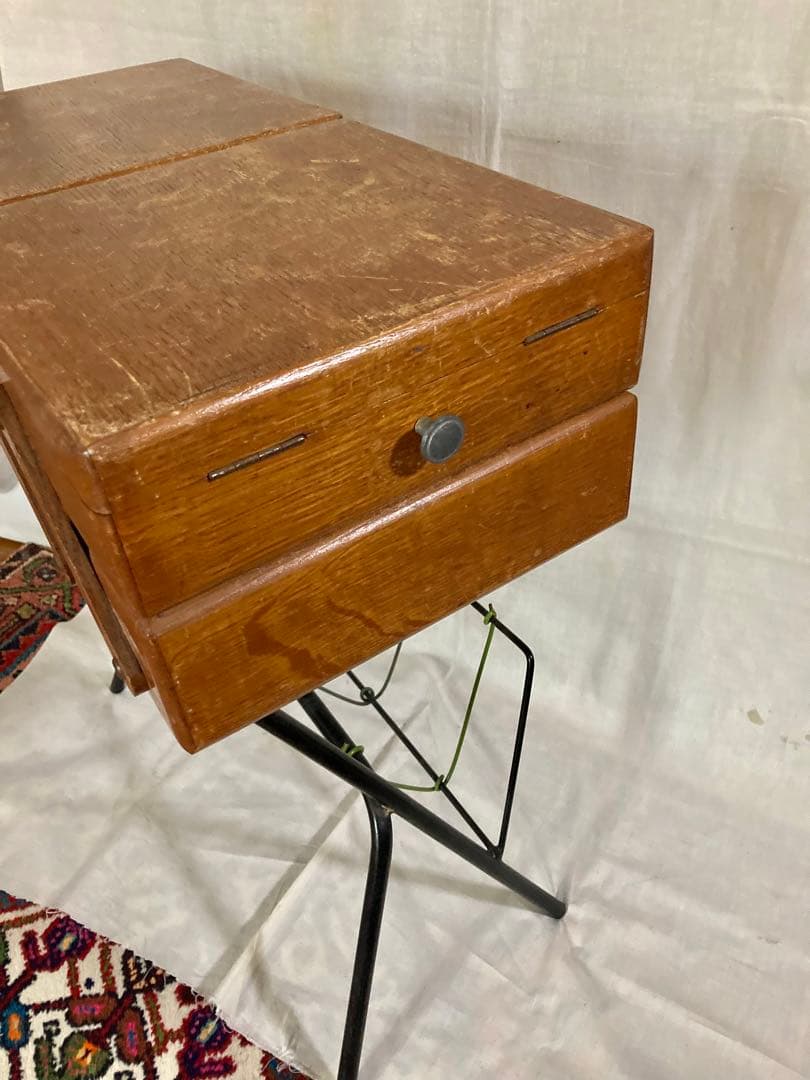 ビンテージ木製ケ-ス&本スタンド(開閉蓋式)