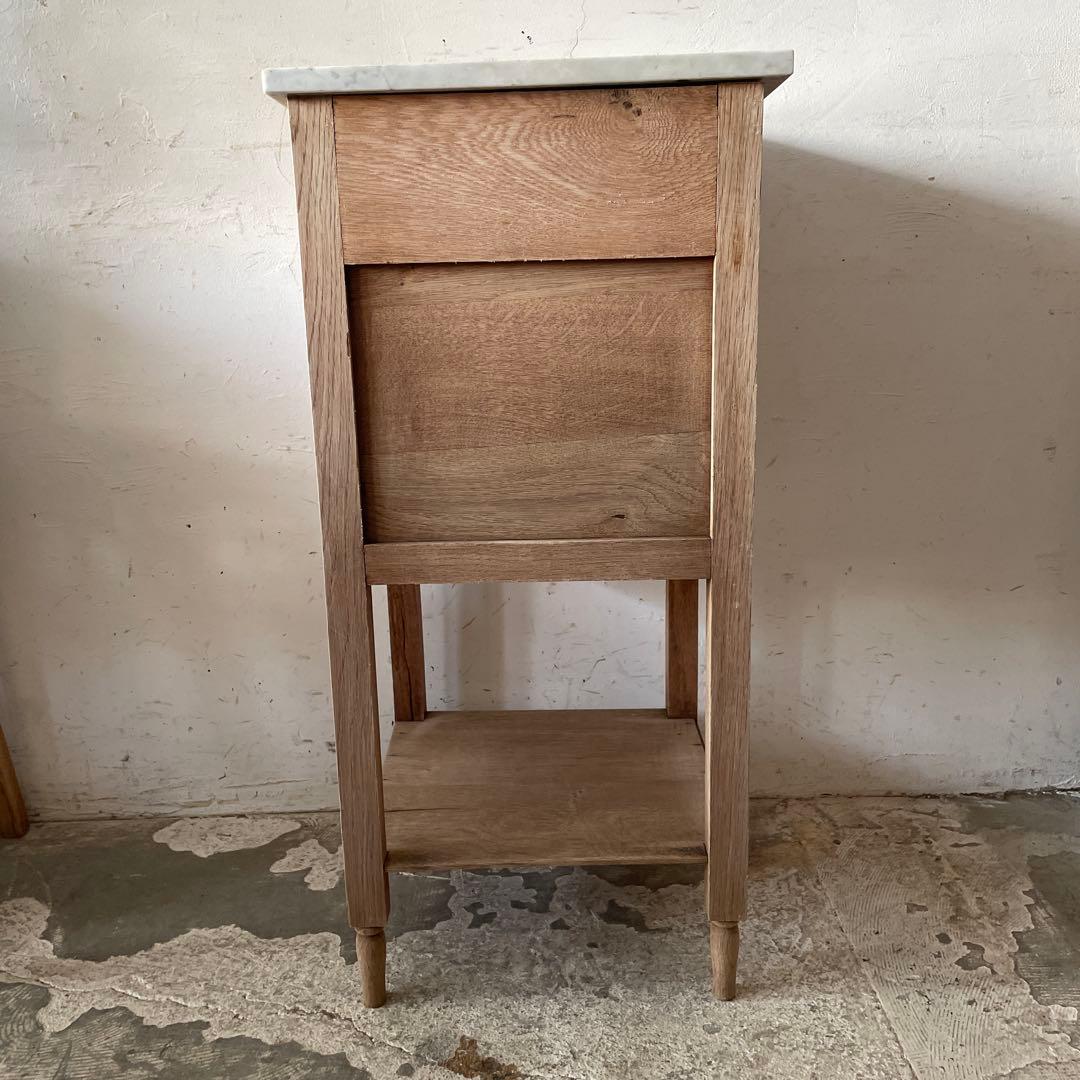 ビンテージ 大理石ドロワーサイドテーブル ベッドサイドテーブル　剥離