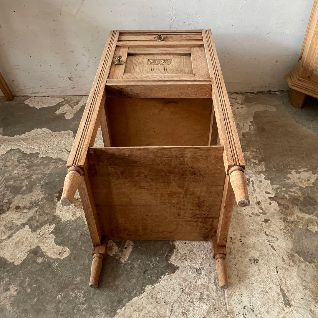 ビンテージ 大理石ドロワーサイドテーブル ベッドサイドテーブル　剥離