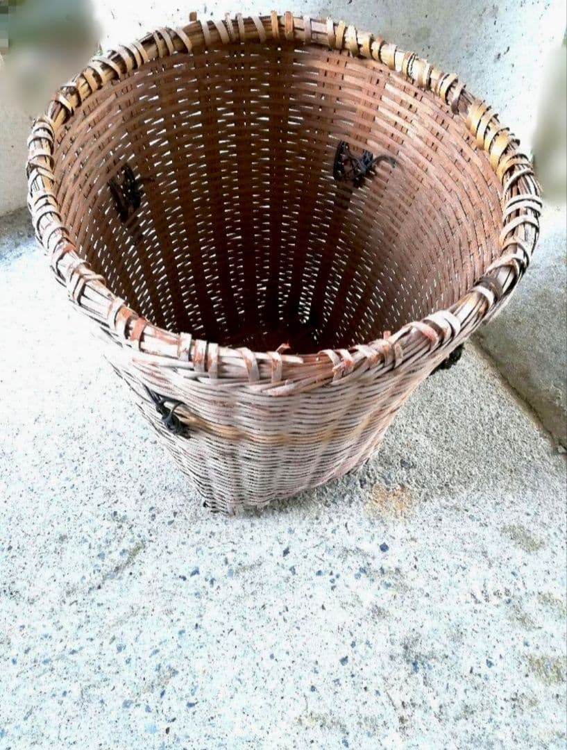 【ヴィンテージ】琉球産竹細工 大きめサイズ 古道具 ウチナーバーキ