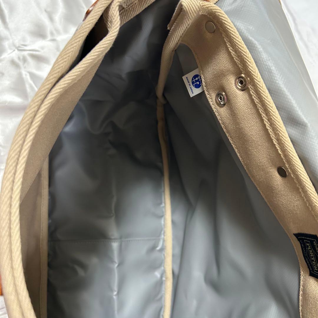 未使用　PORTER ポーター メッセンジャーバッグ キャンバス 無地 ベージュ