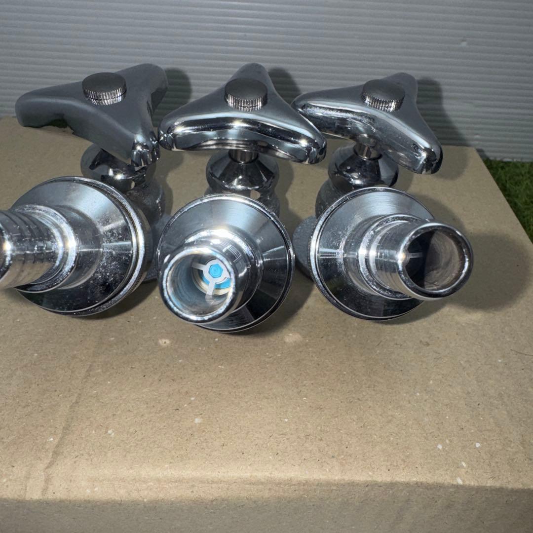 金属製シルバー蛇口 L字型散水用バルブ3個セット［2257］