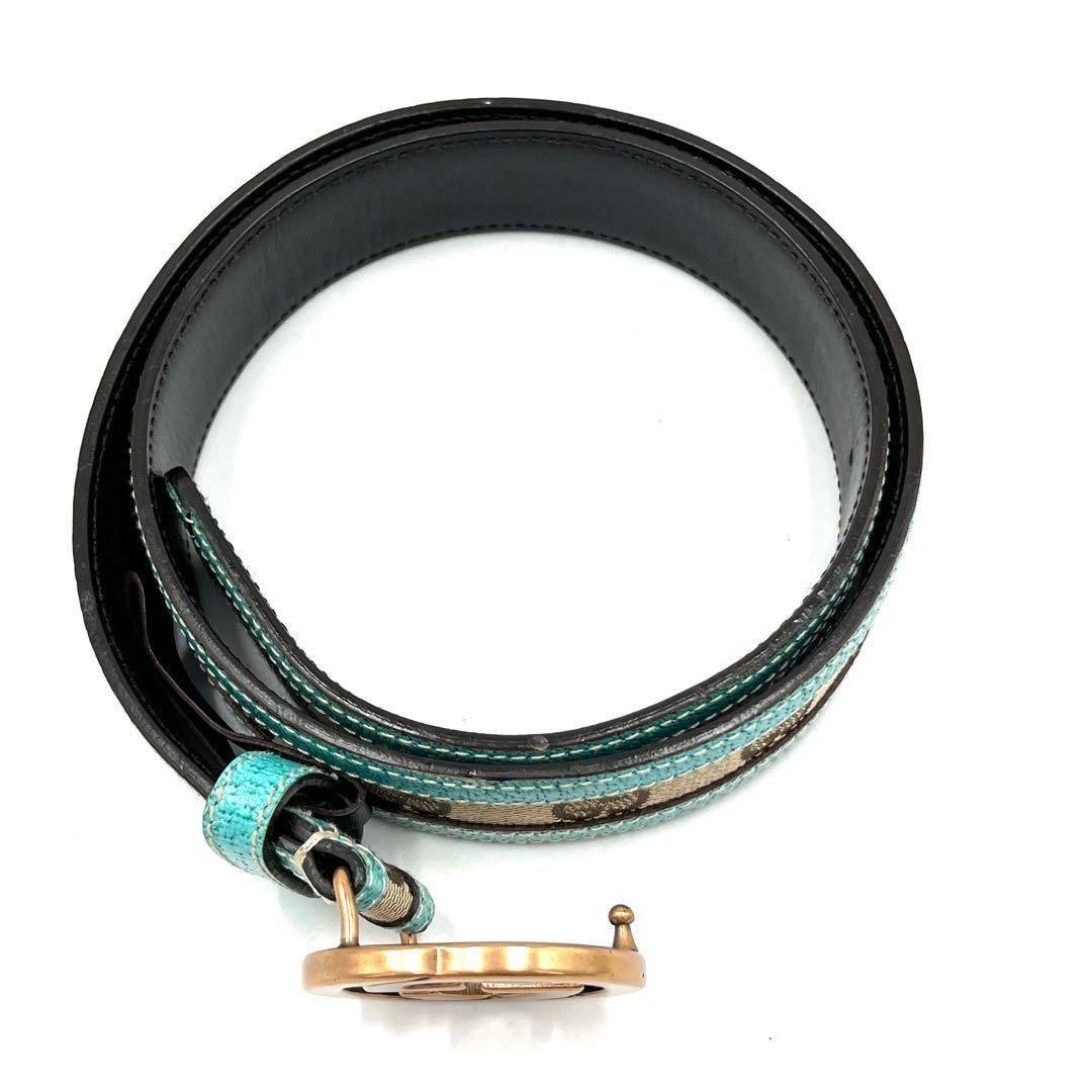 【美品】 グッチ ベルト GGキャンバス インターロッキング レディース