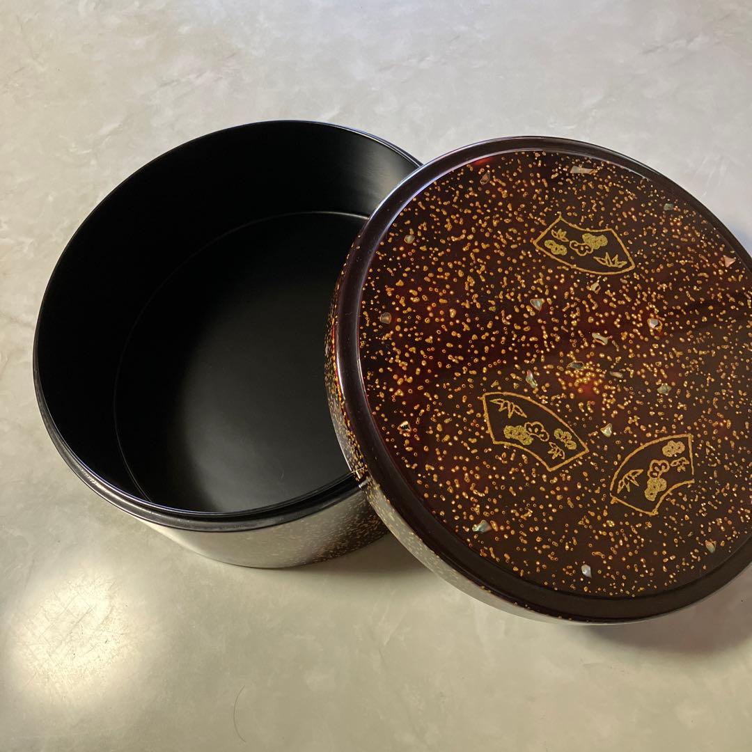 茶びつ 箱膳 高級木製漆器 螺鈿 松竹柄