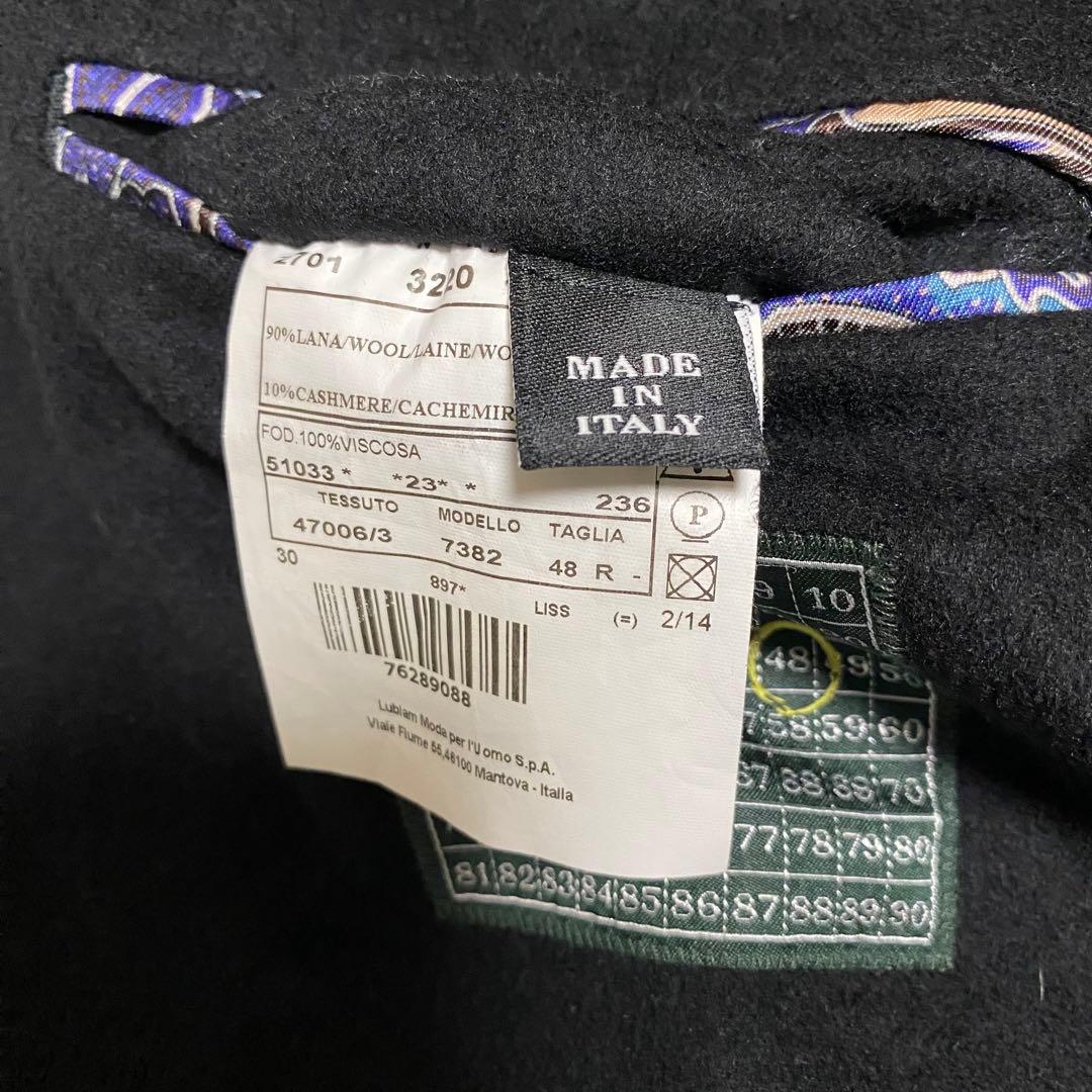 ルビアム　チェスターコート　メンズ　ブラック　ペイズリー柄