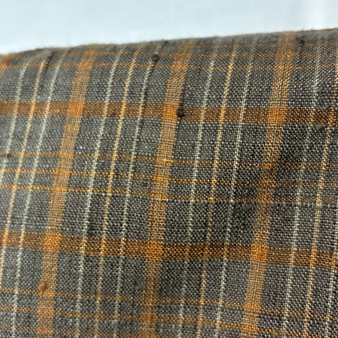 D151 郡上紬　格子柄　チェック　正絹　着物　袷　美品