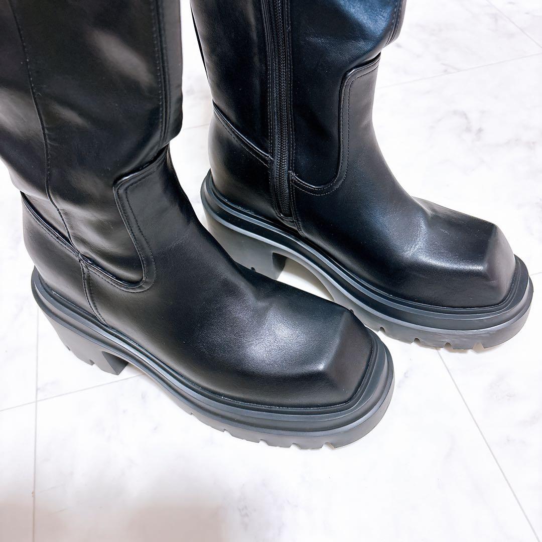 SQUARE TOE KNEE BOOTS スクエア トゥニー ロングブーツ