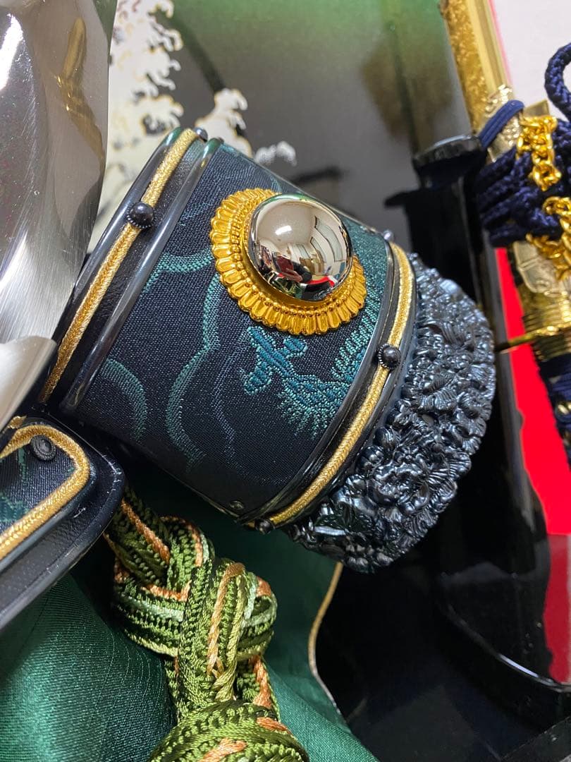 東京久月　五月人形　家紋付き兜飾り収納セット・シルバー兜・天空シリーズ