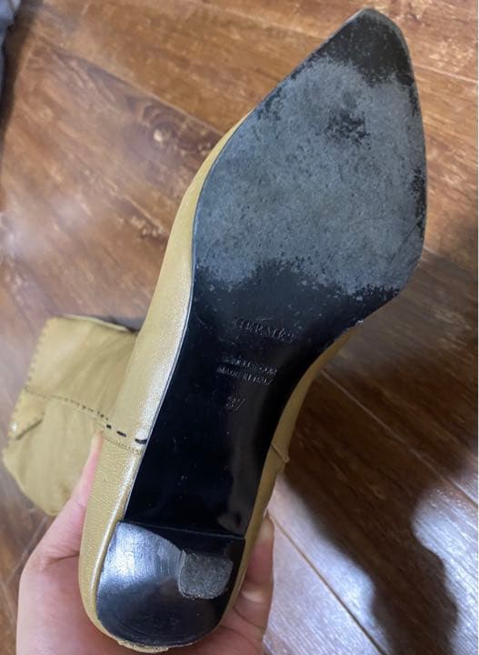 sub5　エルメス　ロングブーツ　本革　ベージュ　ステッチ