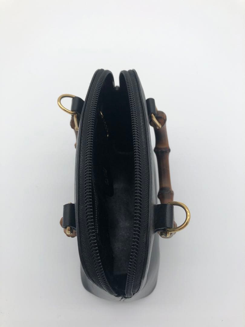 【訳あり】GUCCIグッチブラックハンドバッグ バンブーハンドル付き