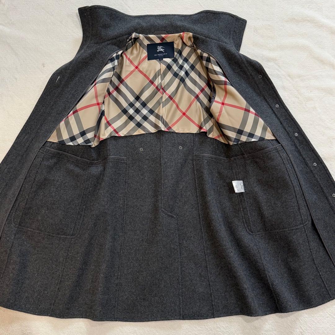 バーバリーロンドン　ウールコート　メガチェック　グレー　カシミヤ混　大きいサイズ