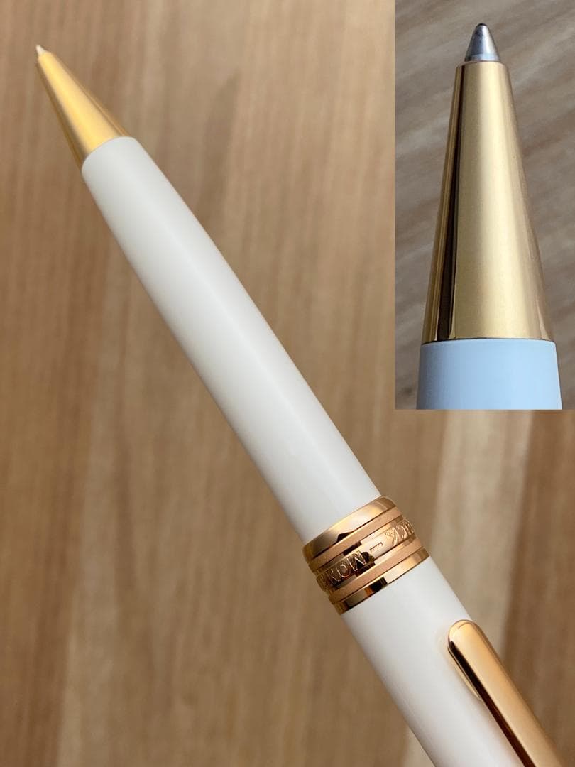 新品同様 モンブラン ホワイト ソリテール レッドゴールド ボールペン 箱付き