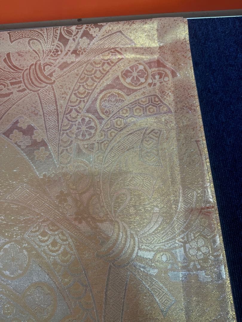 2662袋帯 古代彫金紋 西陣織 金糸　高級上質上品　約440cm 未使用