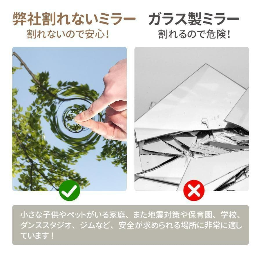 割れない鏡 姿見鏡 全身 壁掛け ダンスミラー 160cm×80cm（ホワイト）