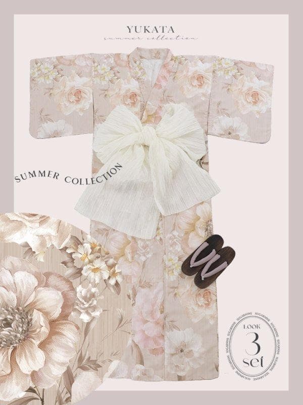 sugerくすみピンクスウィート浴衣　2点セット 新品未使用　定価16,480円