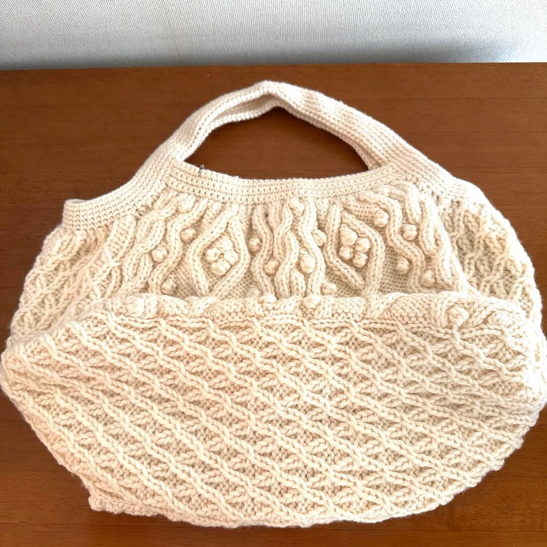 最終値下げ❣️新品♣︎ホビーラホビーレ☆完成品 ウール アラン ラージ トートバッグ