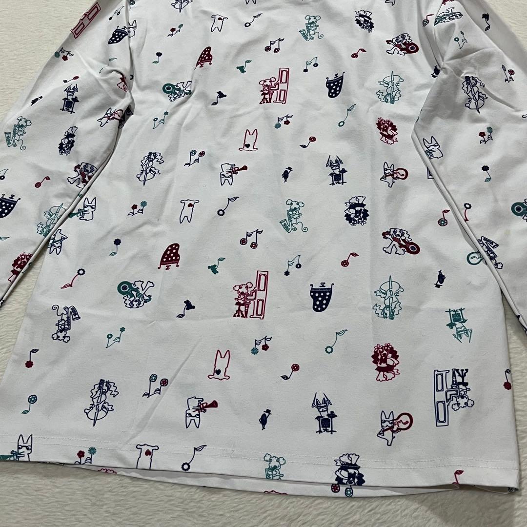 t1978 【mu sports】　ゴルフウェア　総柄　ハイネック　スポーツ　白